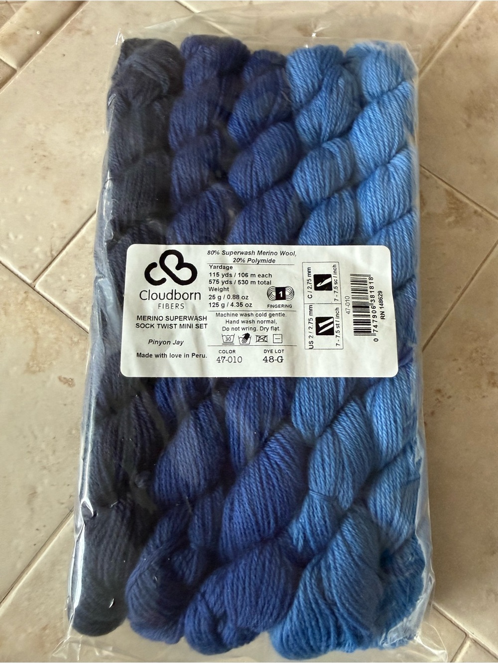 Cloudborn Fibers Pinyon Jay Merino Sock Twist Mini Set - Blue Gradient